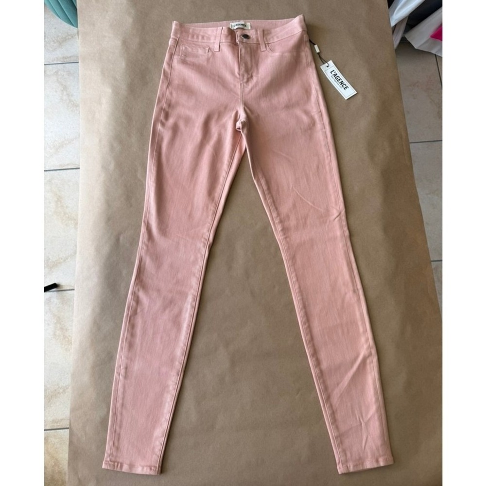 L'AGENCE Dusty Pink Coated Marguerite High Rise Skinny Jeans Womens 25 2352PDDC